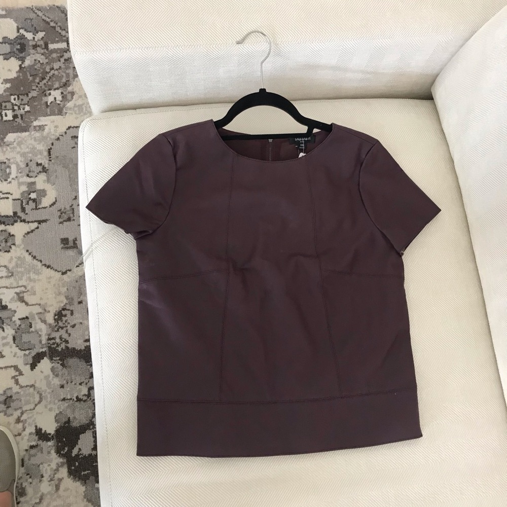 Tahari ASL Faux Leather Top. Never worn, tags on.